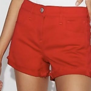 Express Mid Rise Supersoft Flip Hem Red Shortie Shorts Stretch Size 18 NWT